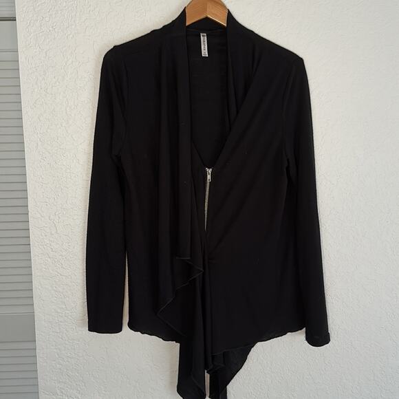 Fabletics Black Andrea Wrap Cardigan Sweater Athleisure Rayon Stretch Loungewear - Picture 3 of 8